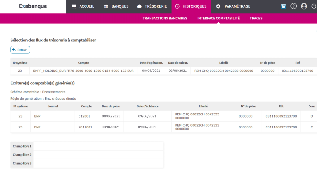 Historique interface comptabilité